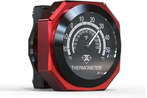 Riloer Motorrad-Lenkerthermometer, wasserdichte Temperaturanzeige aus leuchtender Legierung; Kompatibel mit Yamaha, kompatibel mit Kawasaki, kompatibel mit Suzuki, kompatibel mit Honda, schwarz rot