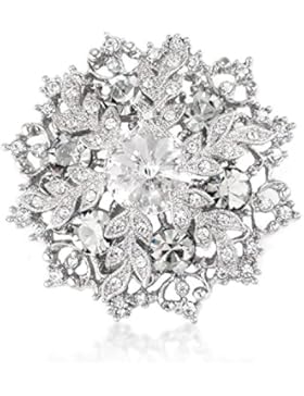 Swarovski Elements Kristalle - Farbe Silber - Kristalle - Weiß Schneeflocke Brosche und Anhänger - 14K vergoldet