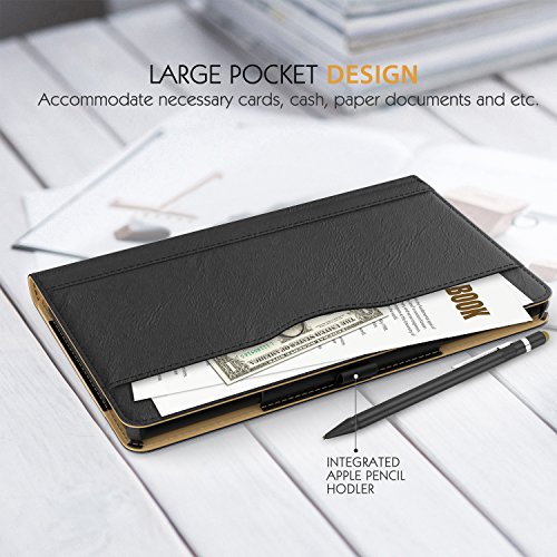 ATiC Hülle für All-New Amazon Fire HD 8 Tablet (7th Generation – 2017 Modell) – Schlank Folding Kunstleder Schutzhülle Leder Hülle Tasche Ledertasche Etui Smart Case Cover mit Dokumentschlitze, Standfunktion, Auto Sleep/Wake up Funktion für das neue Fire HD 8, Schwarz - 5