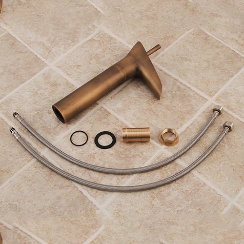 Hiendure® Einhebel- Mischbatterie Wasserhahn Armatur Waschtischarmatur Wasserfall Einhandmischer für Bad Waschbecken (hoch) - 7