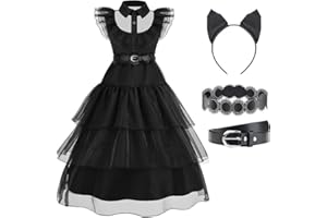 AntDiseno Encanto Mirabel Costume Mirabel Dress with Bag Glasses Earrings Wednesday Black Dress Encanto Costume for Kids Girls Birthday Party Cosplay Halloween