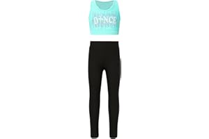 HULIJA Kids Girls' 2 Piece Dance Crop Tops with Legging Set Sleeveless Gym Athletic Outfit Workout Fitness Activewear