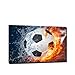 Produktbild FUSSBALL Sport Bild auf Leinwand - 60x40 cm - Fertig gerahmte Kunstdruck Bilder als Wandbild - Billiger als Ölbild Gemälde - KEIN Poster oder Plakat