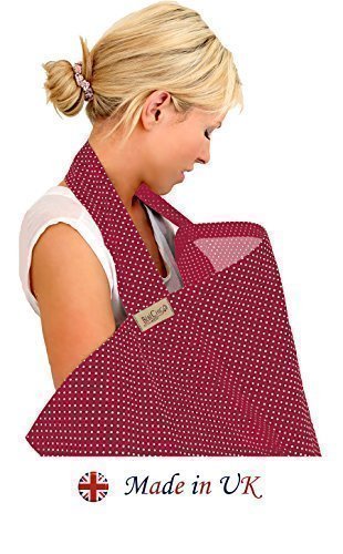 BebeChic * Top Quality 100% Cotton * Breastfeeding Covers * Boned Nursing Tops - with Storage Bag - red wine / white dot