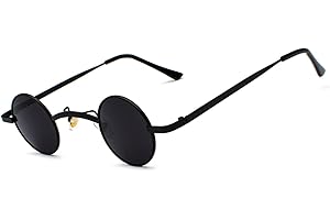 besbomig Occhiali da Sole Uomo Donna UV400 Vintage Rotondi Tondi Sunglaases Piccoli e Alla Moda Hippie Hip Hop Steampunk