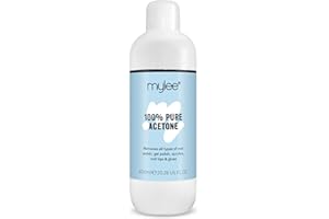 Mylee 100% Pure Acetone Gel Nail Polish Remover for UV/LED, Gel Soak Off, Removes All Types of Nail Polish, Gel Polish, Acrylic, Gels, Nail Tip & Glue (600ml)