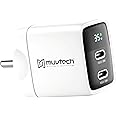 Muvtech Dual & Triple Port Fast Charging Type USB-C & USB A Charging Power Adapter, Type C Wall Charger Compatible with iPhone, Samsung Devices, Android Smartphones (PPS 35W White)