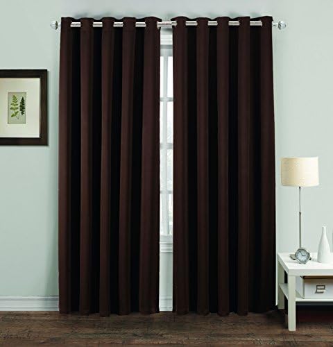 Luxury Thermal Supersoft Blackout Curtains Pair (90x90, Chocolate)
