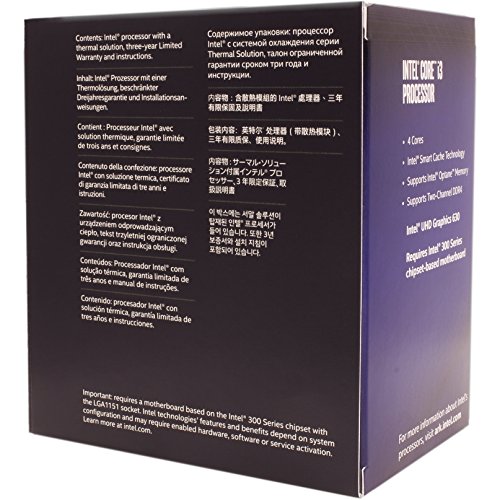Intel Core i3-8100 3 6GHz 6MB Smart Cache Caja - Procesador  3 6 GHz  PC  14 NM  i3-8100  8 GT s  64 bits 