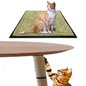 Mats Avenue Cat Scratch Pad Made of Coir and Rubber (46x46 cm) Set of 1 and Mats Avenue Cat Scratch Post Sisal and Hook and Loop and Tape 25x60 cm Set of 1 Beige Color