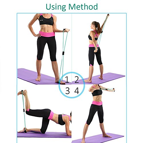 Exercice Résistance Band Set-Home Gym Exercise Band Ceinture Formation Set-12 Pièces Set-8 Exercice Yoga Yoga Band Inclus - 6