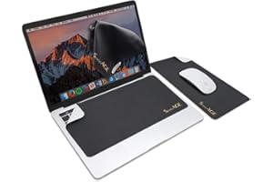 SenseAGE Tappetino per mouse 3 in 1, tappetino per mouse multifunzionale in microfibra per laptop, tappetino per tastiera portatile e lavabile, protezione e pulizia del monitor tutto in uno, Nero