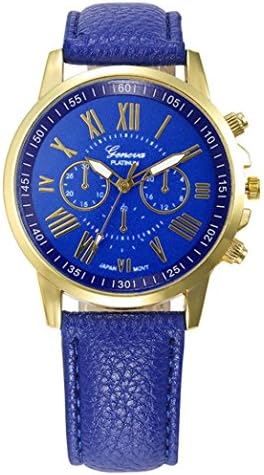 WINWINTOM Roman Numerals Faux Leather Analog Quartz Wrist Watch Blue