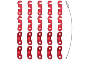 DXLing Lot de 20 Tendeur de Corde Tente Guyline Coureur Corde Tendeur 2 Types tendeurs de Cordes en Alliage d'aluminium tendeurs de Cordes de Tente pour extérieur Camping randonnée Sac à Dos (Rouge)