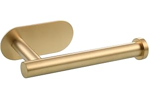 Tecmolog Porta Carta Igienica da Muro Adesivo Acciaio Inox Portarotolo da Cucina Oro Spazzolato,SBH222J