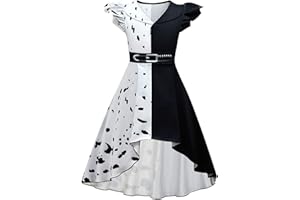 OBEEII 101 Dalmatiens Déguisement Enfant Fille Halloween Robe pour Halloween Cosplay Fête d'anniversaire Dress up Costume