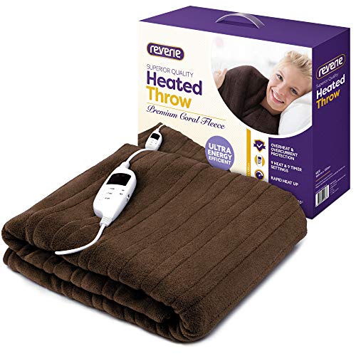 Reverie Luxury Electric Heated Throw & Over Blanket - 160 x 130cm - Machine Washable Fleece with Dig Reverie Luxury Electric Heated Throw & Over Blanket - 160 x 130cm - Machine Washable Fleece with Dig