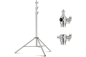 NEEWER Soporte de Luz de Acero Inoxidable de 7,2 pies / 2,2 m Soporte de Trípode de Fotografía Resistente con Resorte Acolchado con Adaptador de Tornillo Universal de 1/4 "a 3/8"