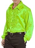 Satin Rüschenhemd Johnny - Neon Grün Gr. 50 -