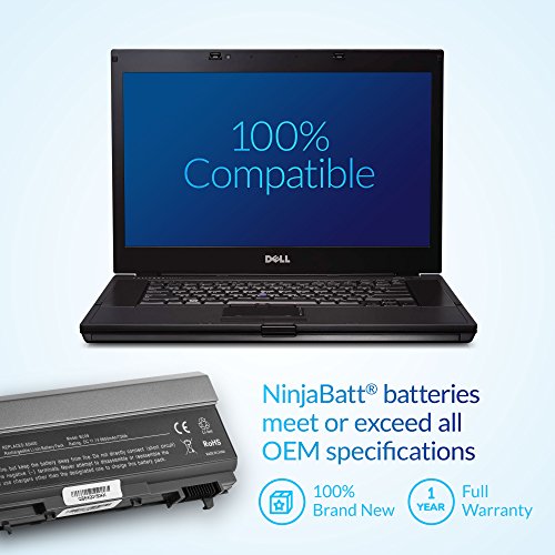 NinjaBatt® Laptop-Akku für Dell MP490 PT434 4M529 Latitude E6410 E6400 E6500 E6510 Precision M4400 M4500 KY265 NM631 GN752 U5209 KY477 – High Performance [9 Zellen/6600mAh/73wh] - 6
