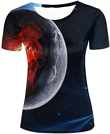 lingshirt 3D Tshirts For Women Fantasy Planet Landscape Printed Tees L