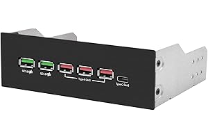 EZDIY-FAB 5,25 cala USB 3.1 Gen2 panel przedni USB Hub 10 Gb/s, koncentrator USB 3.1 Gen2 i złącze typu C, koncentrator USB z szybkim ładowaniem QC 3.0