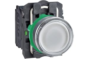 Schneider Electric Harmony XB5 - Illuminated Push Button Switch, Plastic, Spring Return, 1NO + 1NC, 24V AC/DC, 22mm Mount, Flush Operator Profile, XB5AW31B5, White