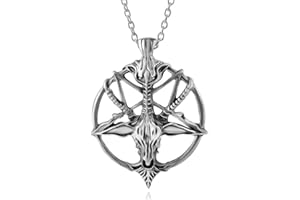 AILUOR Men's Vintage Sheep Head Skull Pendant Necklace, Fashion Women Mens Stainless Steel Round Rams Goat Head Argali Necklace Jewelry