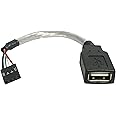StarTech.com USBMBADAPT 6 Inch USB 2.0 A to USB 4 Pin to Motherboard Header Adapter F/F, USB cable, USB (F) to 4 Pin USB 2.0 Header (F), Black