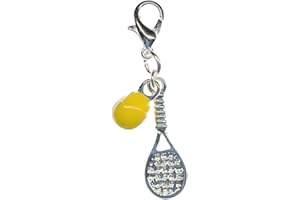 Miniblings Tennisschläger und Tennisball Charm Tennis emailliert 2er - Handmade Modeschmuck I Kettenanhänger versilbert - Bettelanhänger Bettelarmband - Anhänger für Armband
