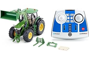 siku 6795, John Deere 7310R tractor with front loader, Green, Metal,Plastic, 1:32, Remote controlled, Includes Bluetooth remote control and accessories, Can also be controlled with app