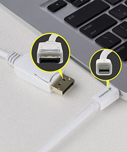 Fosmon (4,5m) Mini Displayport (miniDP) auf Displayport (DP) Kabel | UL Zertifiziert | vergoldete Kontakte | 4K Resolution Bereit für PC & MAC / MAC, MacBook Pro, MacBookAir, Lenovo, uvm - 4