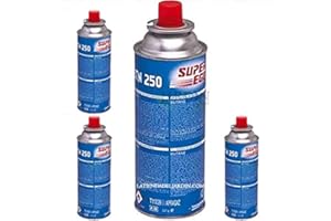 Suinga Pack 4 Cartucho de Gas Butano 220g para Hornillos Quemadores, Cartucho de Gas para Camping 250, Bombonas, azul