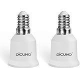 DiCUNO E14 to E27 Socket Converter 2-Pack Socket Adapter Small Screw to Screw Lamp Base Adapter for LED Bulbs and Incandescen