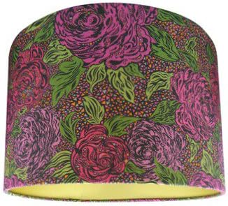 Drum Lamp Shade Made with Liberty Kate Ada Mosaic Garnet Floral Fabric with Gold Lining