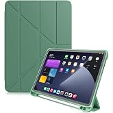 UnDePlus Samsung Galaxy Tab S6 Lite 2024 P620 P610 ile uyumlu Kılıf Kalem B&ouml;lmeli Trifolding Case 13-15-17 Koyu Yeşil