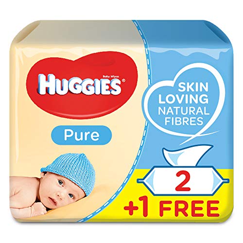 Huggies Pure Salviette Umidificate per Bambini, 3 Pacchi da 56 Pezzi