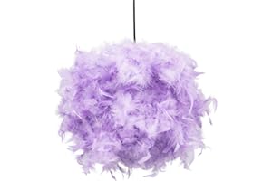 Eye-Catching and Modern Real Natural Lilac Feather Decorated Small Pendant Light Shade 40watt Maximum Perfect Statement Piece 25cm Diameter by Happy Homewares