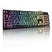 Price comparison product image DONWELL Gaming Keyboard, Colorful Rainbow LED Backlit USB Wired Gaming Keyboard Membrane Keyboard with Brushed Aluminum Alloy Panel for PC Gamers/Office Workers (105 keys UK Layout) (G081)