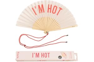 Fisura. - Éventail Original Moderne et Amusant en Bois Avec Message et Cordon - Dimensions : 42,5 x 23 cm - Bois et Textile (Hot, Beige)