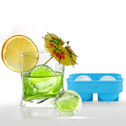 Fenrad® Silikon Eis-Maker Ice Ball Mold mit 4 X 4.5cm Durchmesser Eiswürfelform Eisform Eiskugel Eiskugelformer für Whiskey, Cocktail, Saft, Soda, Alkohol – Blau - 4