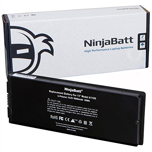 NinjaBatt Laptop-Akku für Apple MacBook 13 inch A1181 A1185 MA561 020-5071-B 661-3958 661-4571 661-4703 661-5070 MA566 MB403 MB403LL/A MB061LL/A - Black