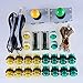 Produktbild Reyann 2 Spieler LED beleuchtet Arcade DIY-Teile-Kit 20 x LED-Leuchttaster + 5Pin 8 Wege Arcade Joystick + LED PC Encoder Board für USB MAME Games , Raspberry Pi RetroPie 1 / 2 / 3 / 3B Projekte & Mini Table Top Arcade Machine Farbe : Grün + Gelb