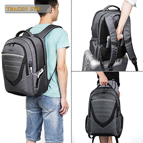 DTBG 15 Zoll Laptop Rucksack mit USB Anschluss / Port Schulrucksack Business Backpack Reisen Campus Rucksack Outdoor Daypack passt 15 – 15,6 Zoll Laptop / Notebook / Computer / Studenten / Damen / Herren, Grau - 7