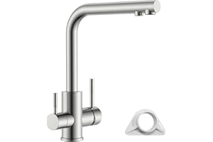 APPASO, 3-drożny kran kuchenny, armatura kuchenna obracana o 360°, 3 w 1, bateria mieszakowa do filtra wody, kran do wody pitnej z 2 dźwigniami, armatura trójdrożna, armatura zlewozmywakowa ze