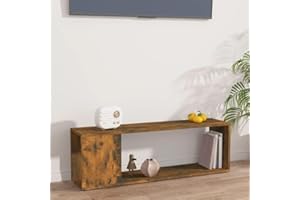 Pxznbe Tavolo Porta TV 100x24x32 cm Rovere Fumo Legno Multistrato Design Elegante e Classico Mobile TV Piano d'appoggio Pratico per Esporre Oggetti Decorativi Supporto TV Soggiorno Ampio Spazio