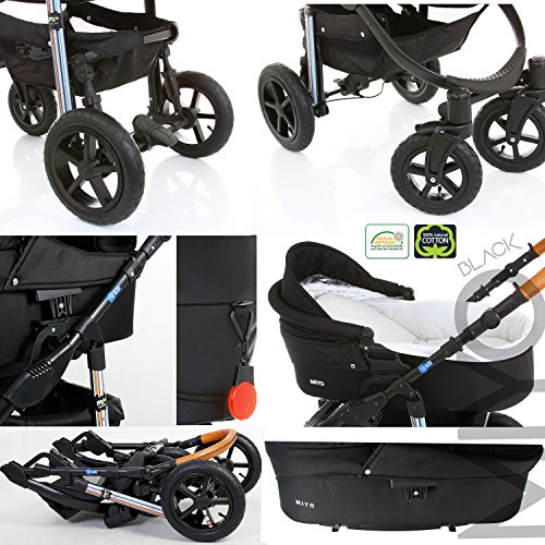 My Junior+® Miyo 3in1 Kombikinderwagen Komplettset bis zum 4.Lebensjahr—3 Years Guarantee—+Autositz (11-Teile-Megaset) Premium Kinderwagen - 6