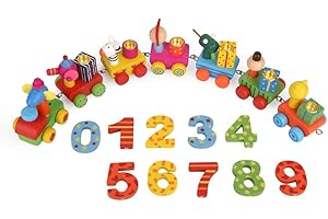 ewtshop® Treno di compleanno in legno per bambini