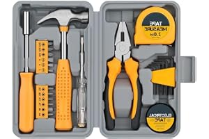 GraGra 24-Piece Home Tool Kit Set - Complete DIY Repair Toolbox with Hammer, Screwdrivers, Pliers, Allen Keys, Electrical Tape & Test Pen for Household Maintenance