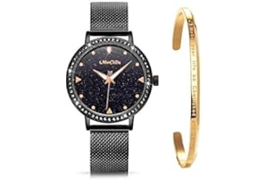 ManChDa Montre De Poignet pour Femme - Montre-Bracelet Analogique Quartz Analogique en Cristal Bling De La Montre-Bracelet à La Mode - Or Rose/Argent/Jaune